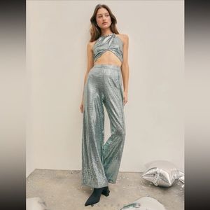 Cider Disco Diva Metallic Trousers | L | US 8 | NWT